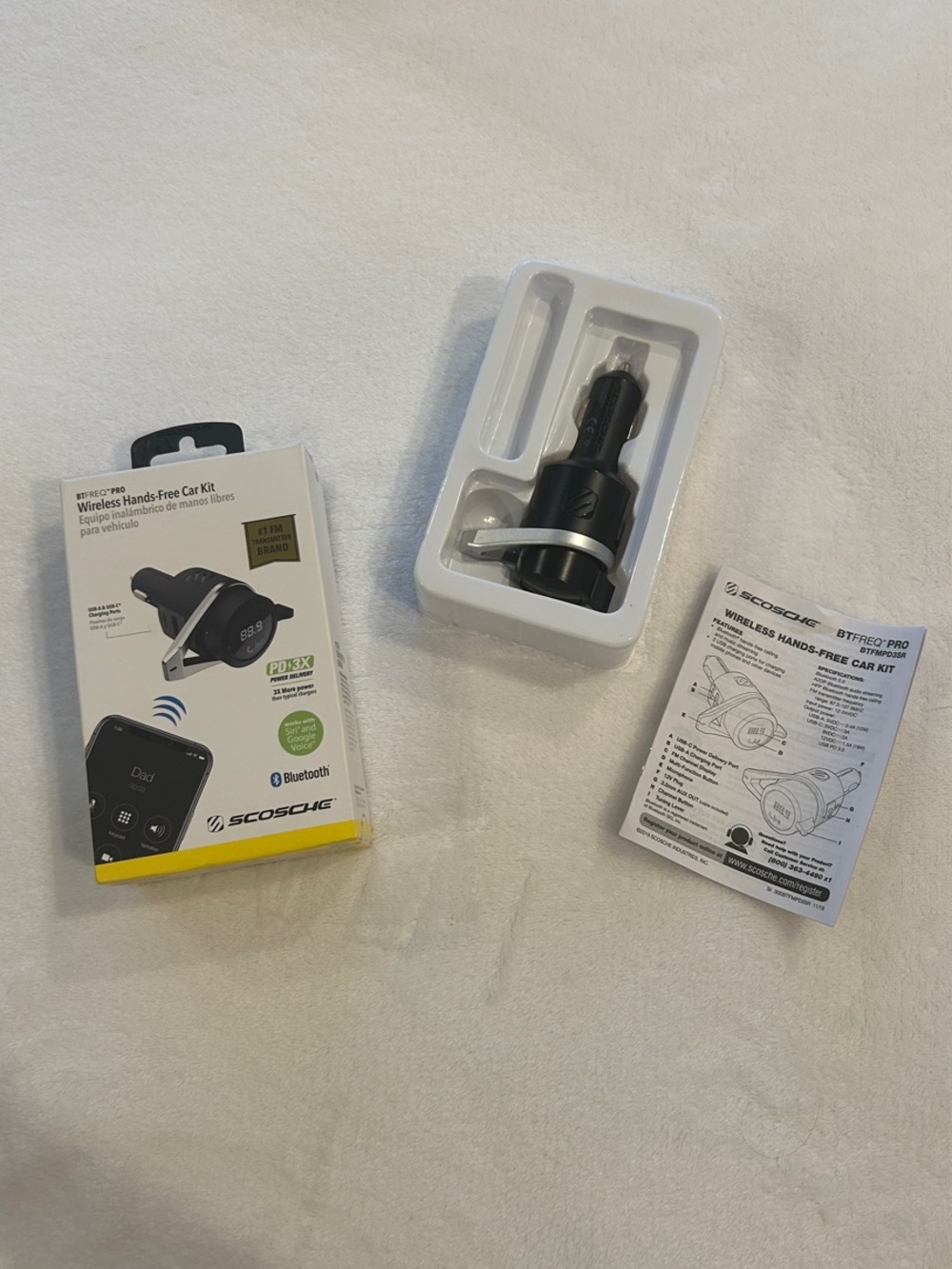 Black Wireless Hands-Free Car Kit –Bluetooth Car Adapter